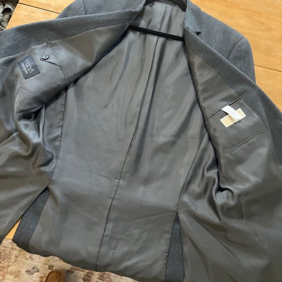 Michael Kors Jacket Mens 42L Gray Herringbone Two Button Blazer Suit Coat Career - Picture 13 of 13